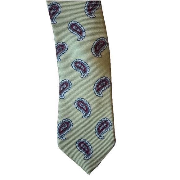 Polo By Ralph Lauren Tie Yellow Paisley Designer Tie Career Office VTG Job - Picture 2 of 5